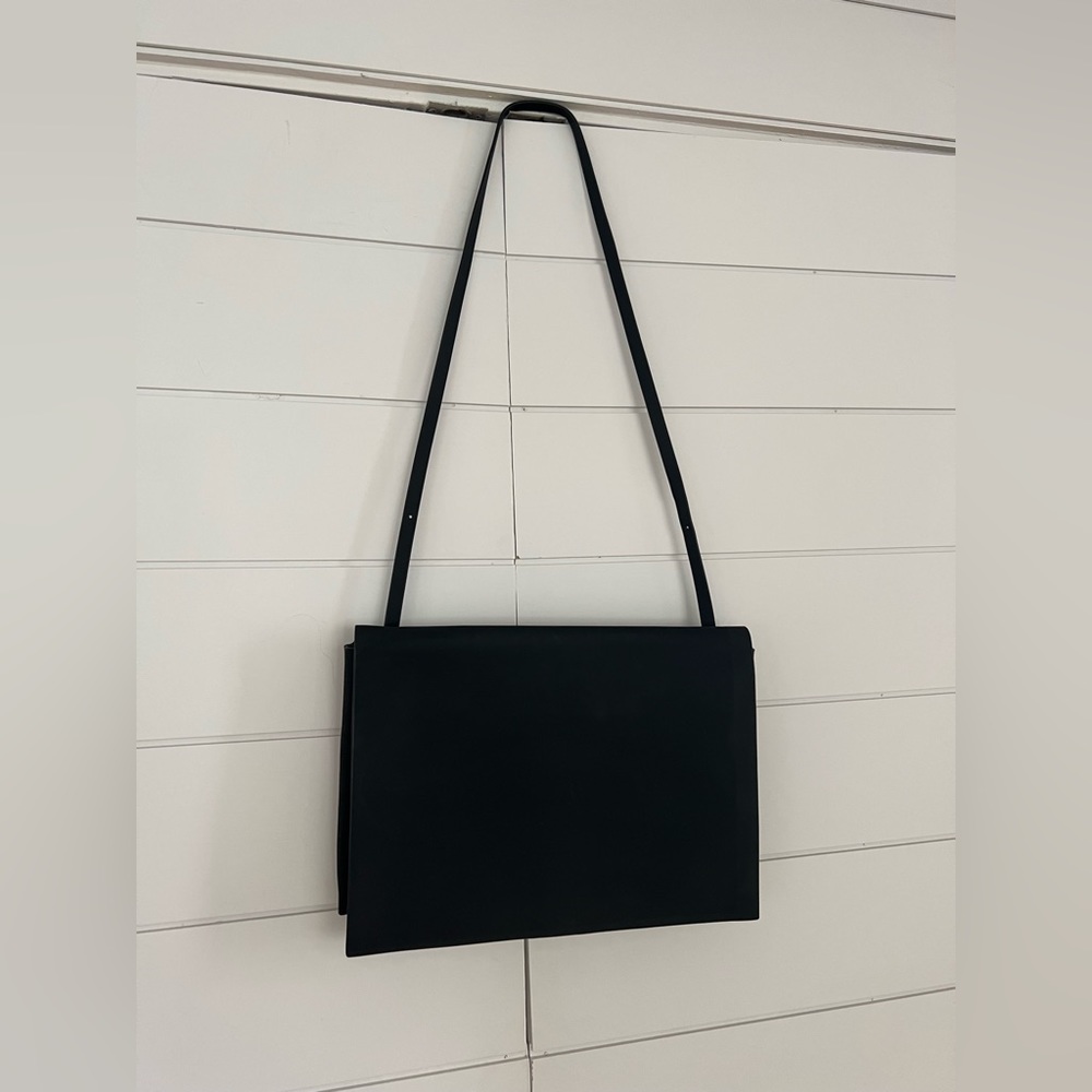 Oak + Fort Black Matte Leather Minimalist Shoulder Bag